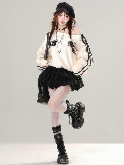 ネックラインパッチワークスカートドレスデザインアシンメトリーバブルアプリコット