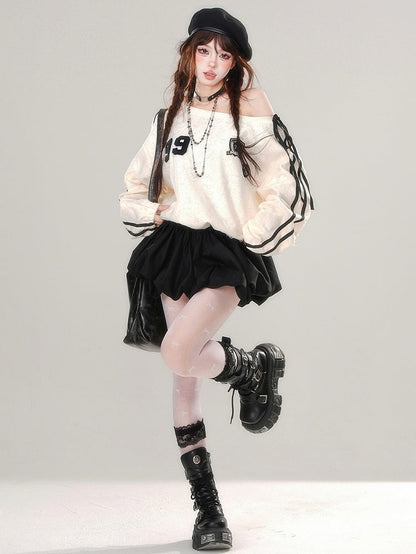 バブルデザイン アプリコット アシンメトリー パッチワーク スカート ドレス ネックライン