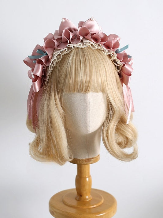 Layers KC Details PinkBlue Lace Lolita Sweet Ruffled Bowknot Multiple