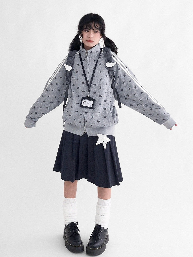 Grey - Jacket Print Star Y2K