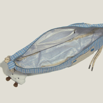 Stripe Blue Bag Decorated Crossbody