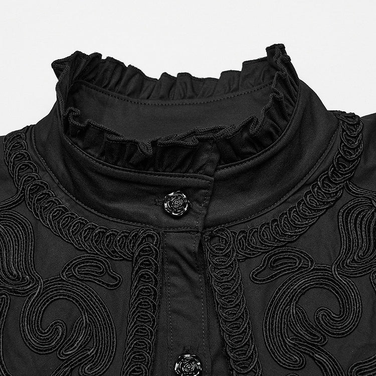 Wide Shirt Shoulder Retro Goth Black