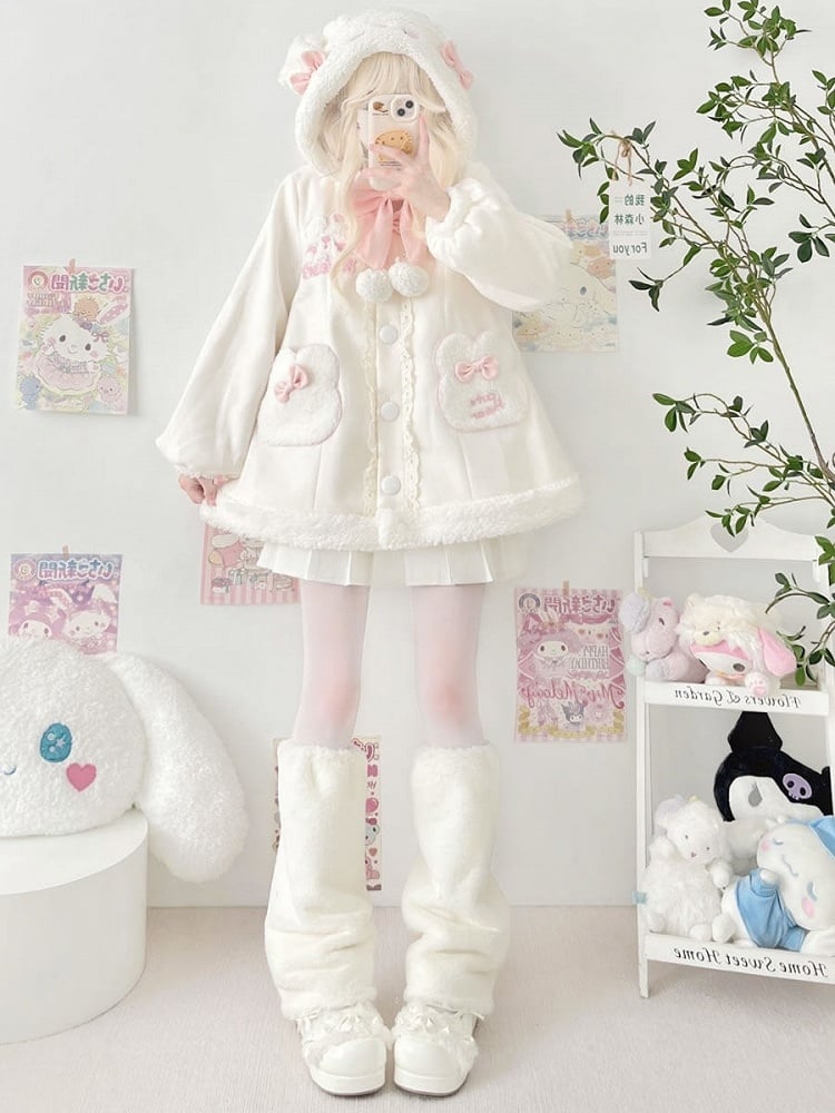 White Fluffy Plush Leg Warmers | Two Bear Pink
