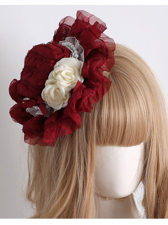 Trim Design Camellia Red Hat Lace Beaded Mini Decorated