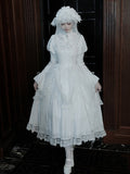 Lolita Drawstring Sleeves Ruffle Gothic Juliette Overlay Dress White Neckline with