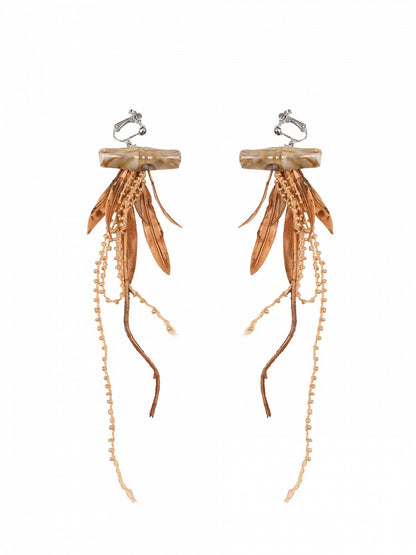 Braune Millard Fashion Leaf Tassel Ohrstecker