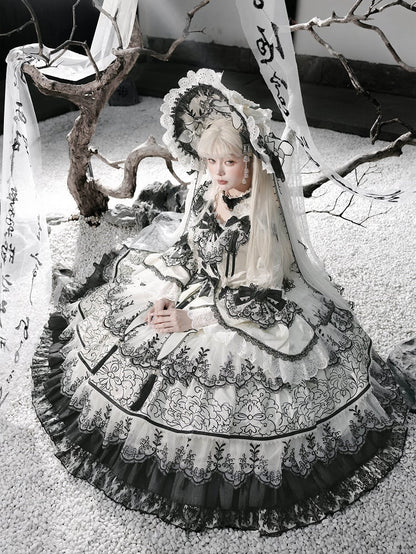 Chinoiserie and Style Shimmer Ink Fabric Butterfly White Black