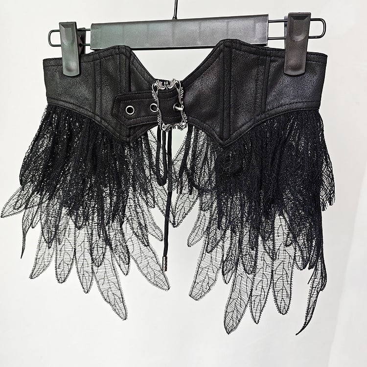 Corset Belt Gothic Lolita Feather Black