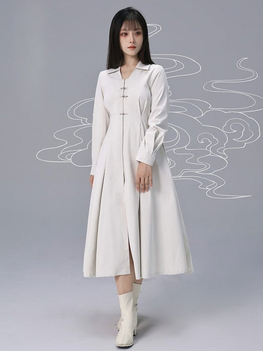 Style Dress Chinese Shirt Pointed White Flat Collar -