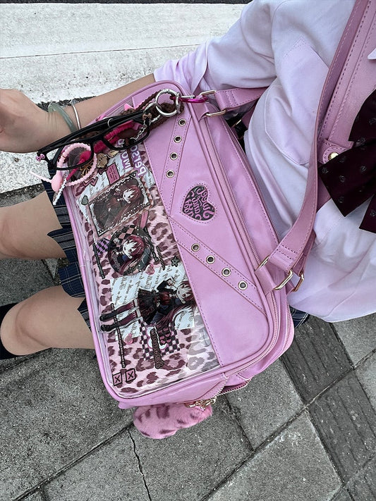 Tail Ita Bag with Display Cute Window Kawaii Leopard Pink Shoulder Charm