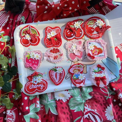 Options 11 Decorated Cherry/Strawberry/Cake Brooch/Hairclip Bowknot