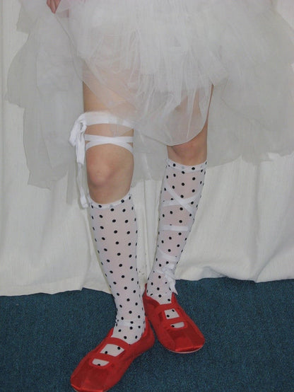 Style) (Retro Stockings Lace-Up Polka Dot Edgy