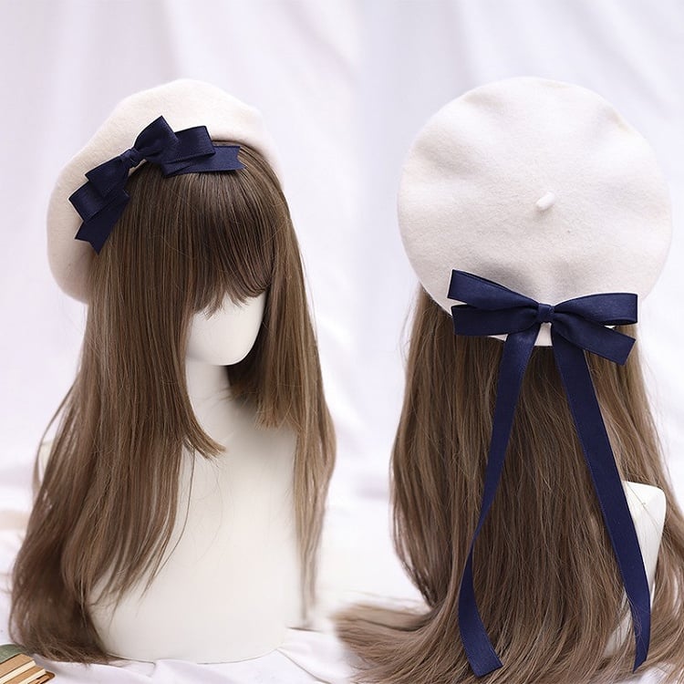 Ribbon Options Bowknot Detachable 8 With Beret Color Lolita Long
