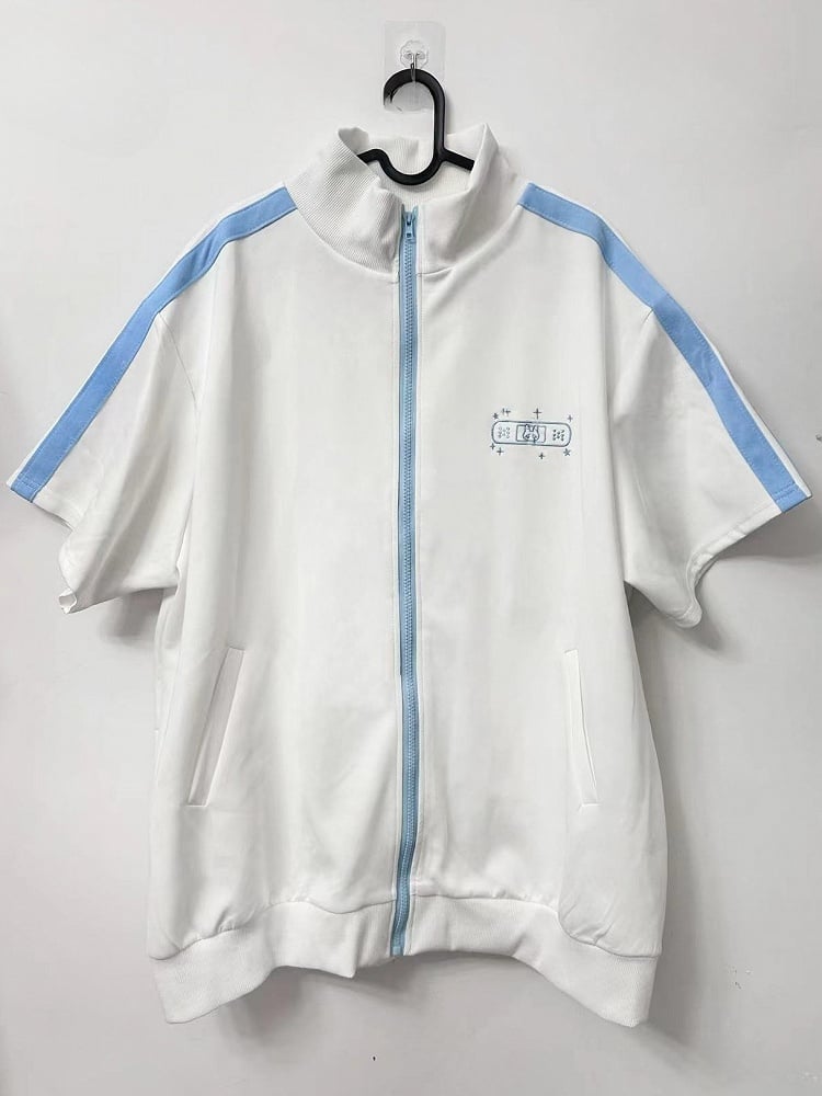 Tenshi T-Shirt mit Sternstickerei, Hase und weißblauem Kaiwai