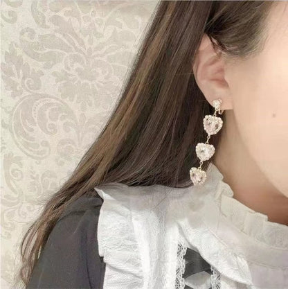 Kei 5 Clips Ear Rhinestone Triple Jirai Colors Heart