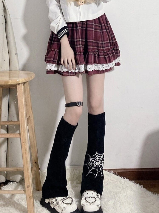 Mid-calf Warmers Leg Web Spider Black Pattern Knit