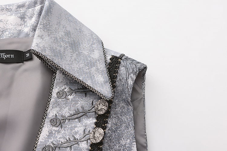 Grauer Stickereimantel Ouji Gürtel Zwei Ärmellos mit Rosette Lolita