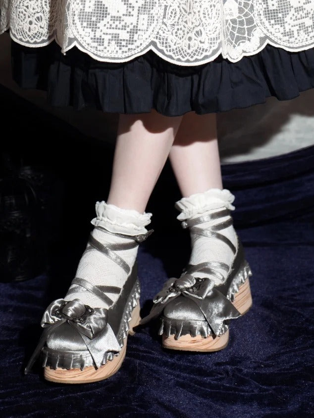 Platforms Lolita PU - Crisscross Silver Sweet Design