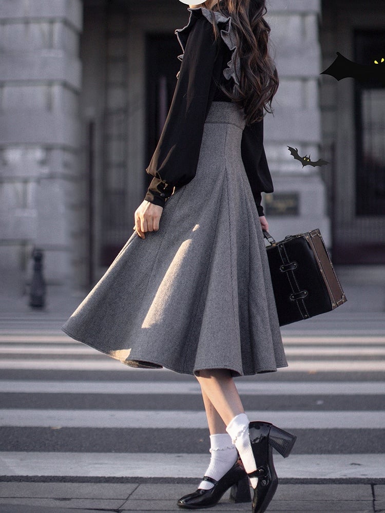 Overall Elegantes Kleid Taillenhoch Grau