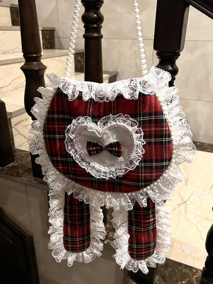 Lolita Options Bag Color Beaded Ears 4 and Rabbit with Chain One-Shoulder