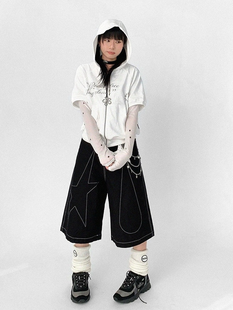 Black Star & Raindrop Line Wide-Leg Pants - innomoood innomoood | LilyVow