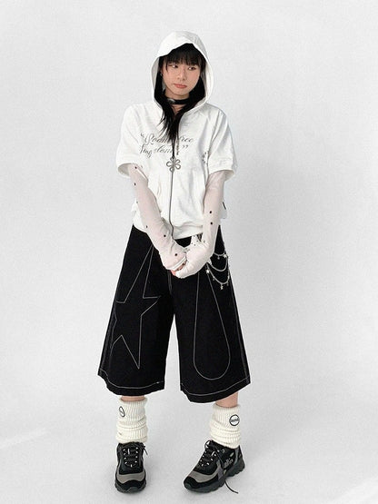 Black Star & Raindrop Line Wide-Leg Pants - innomoood innomoood | LilyVow