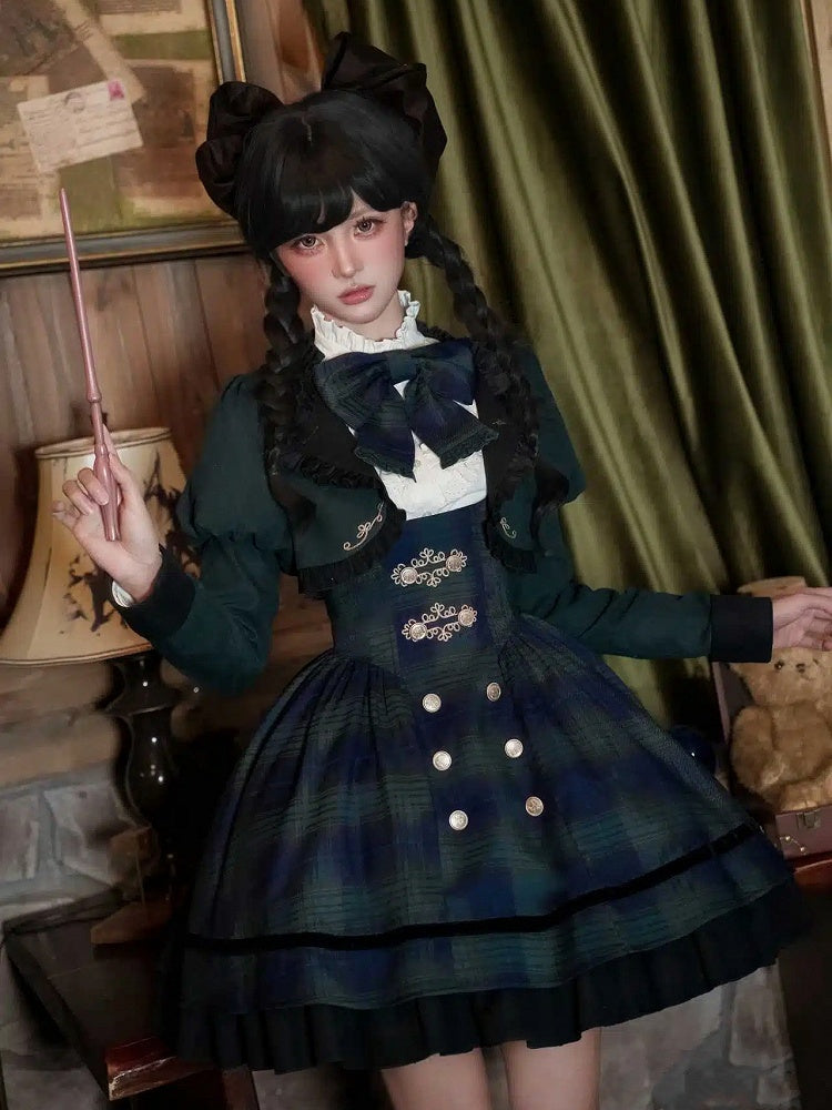 Preppy Under JSK Short Lolita Style + Green - Set Version Bust