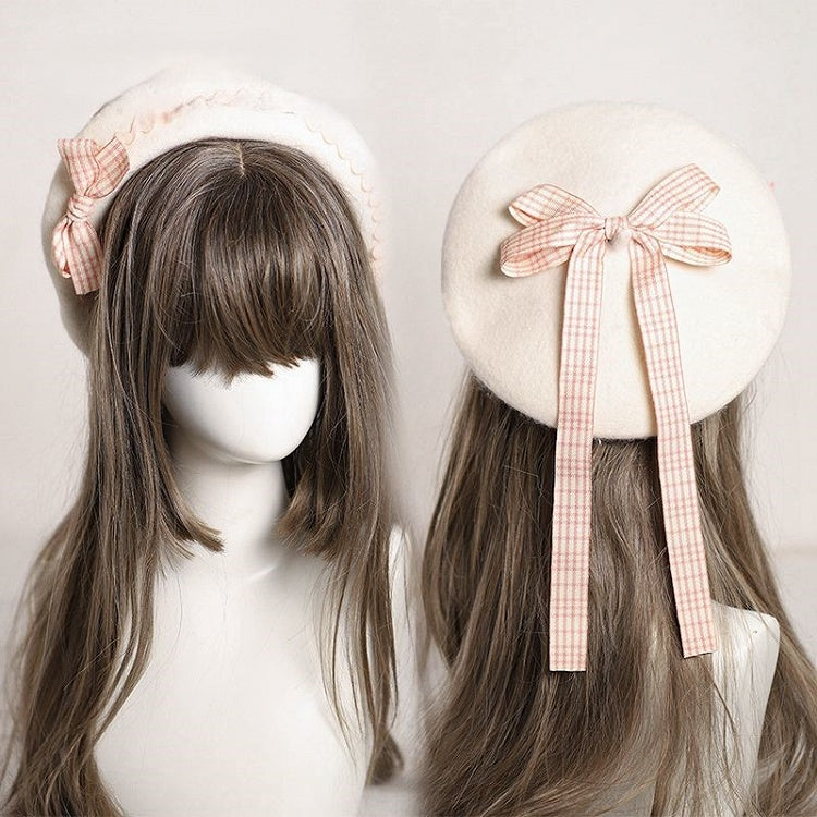 – Schleife mit kariertem Barett 10 Akzente Verzierte Optionen Farbe