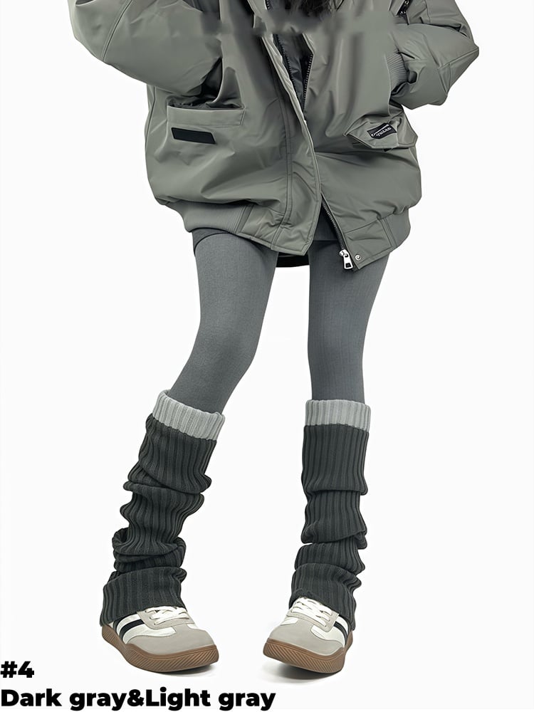 コントラストトリムニットレッグウォーマー