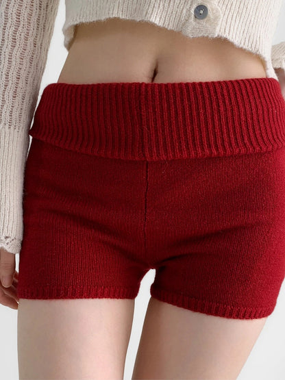Colors) (3 Shorts Knit Waist Fold-Over