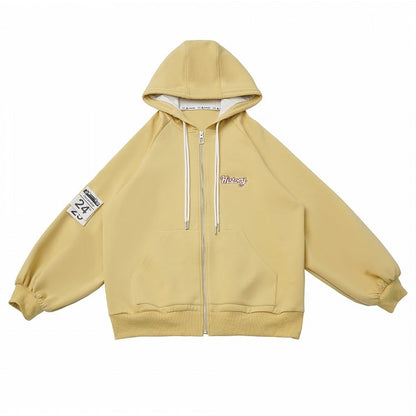 Cozy Zip-Up and Christmas Fleece Calendar Embroidered with Hoodie Pin Lettering Yellow