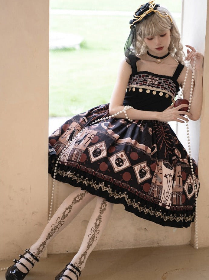 Puziサスペンダーレースプリント+オリジナルスカートドレスデザインKula