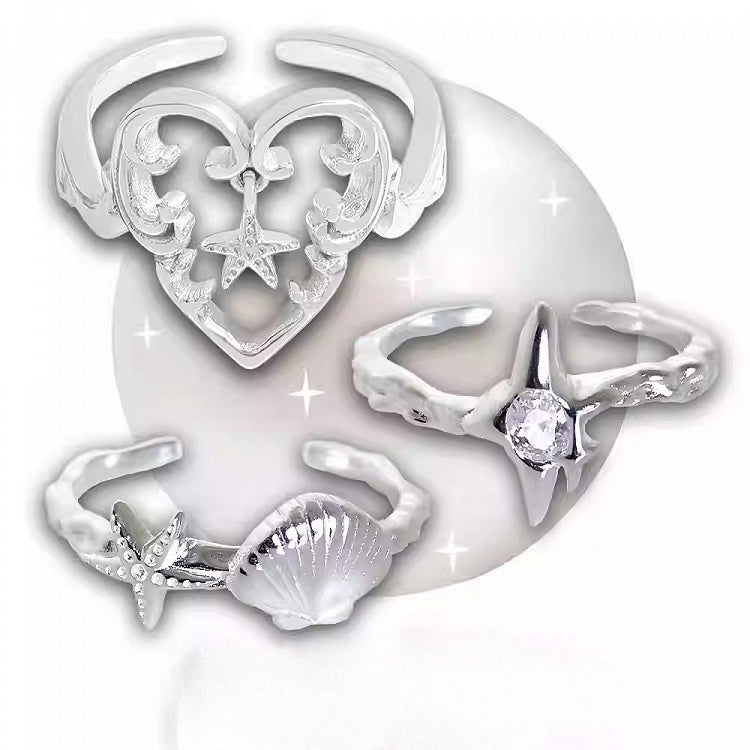 3 Ring Y2K Bittersüße Optionen Stern/Muschel