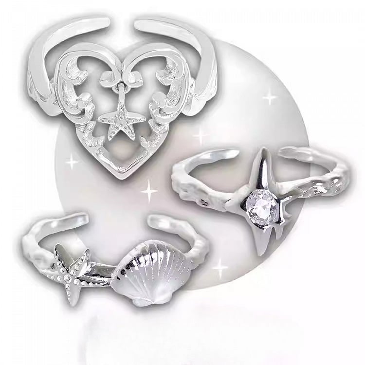 Stern/Muschel 3 Optionen Y2K Bittersüßer Ring