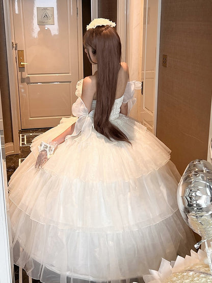 Shiro Lolita Tulle Multi-Layered Dress White