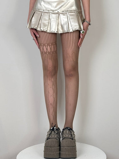 6 Color Tights Asymmetrical Options Y2K Cut-out Design Details