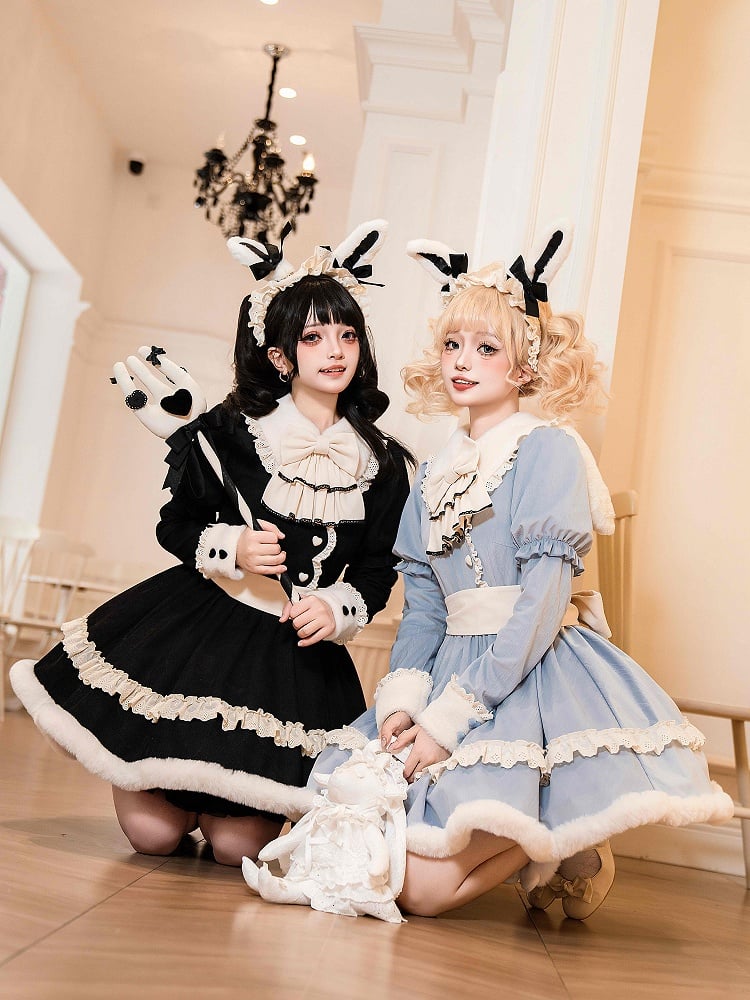 Cremige abnehmbare Plüsch-Hasenohren Maid Lolita KC