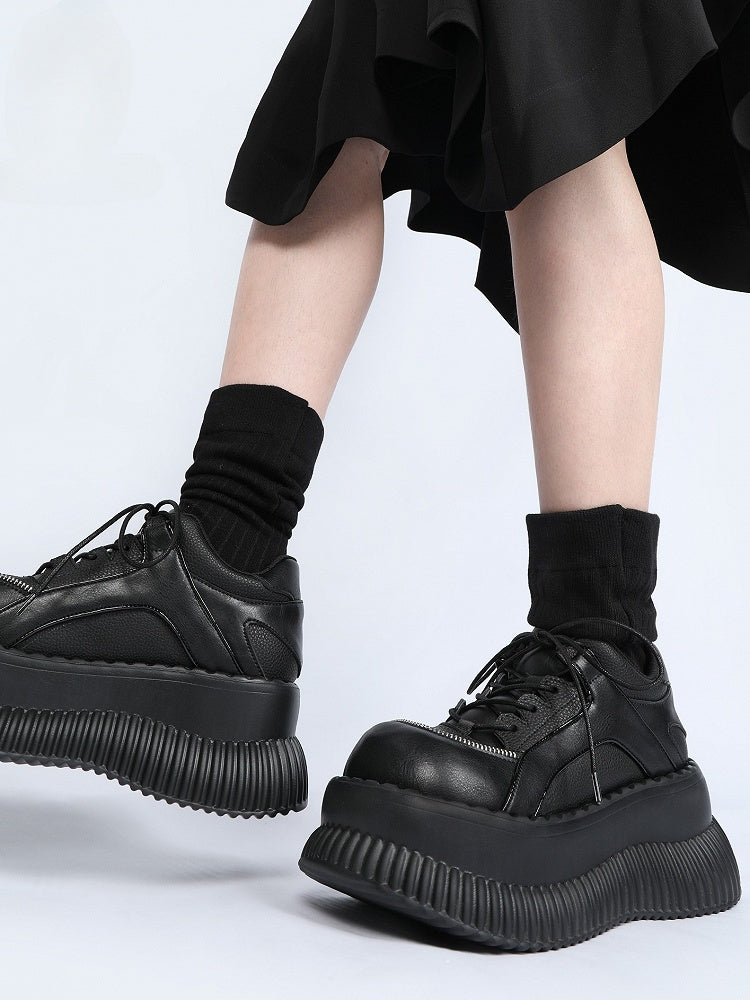 with Black Shoes Lace-up Closure Platform Gothic