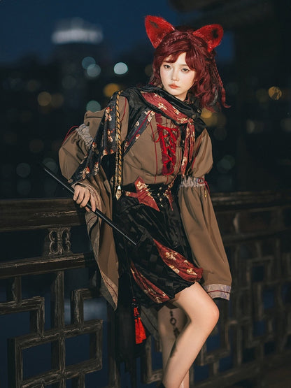 Classic Brown Bell-Sleeve Lolita Blouse - Neoludwig