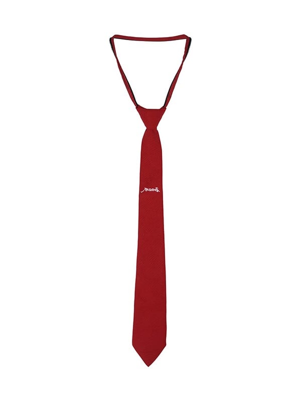 Red Necktie Y2K Letter Pre-tied Embroidery with White