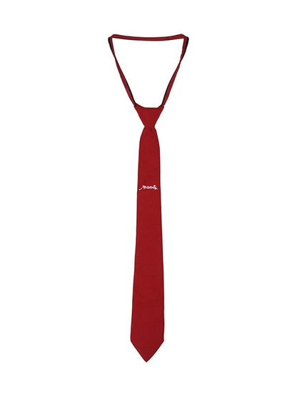 Red Necktie Y2K Letter Pre-tied Embroidery with White