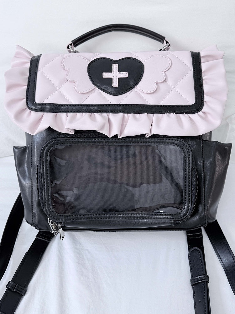 – Jirai Decoration Angel Bag Pink Ita Black Kei Heart Wings
