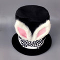 Rabbit Bow Hat Vibes Alice Black Faux Accent Ears Lolita with Checkered Top and