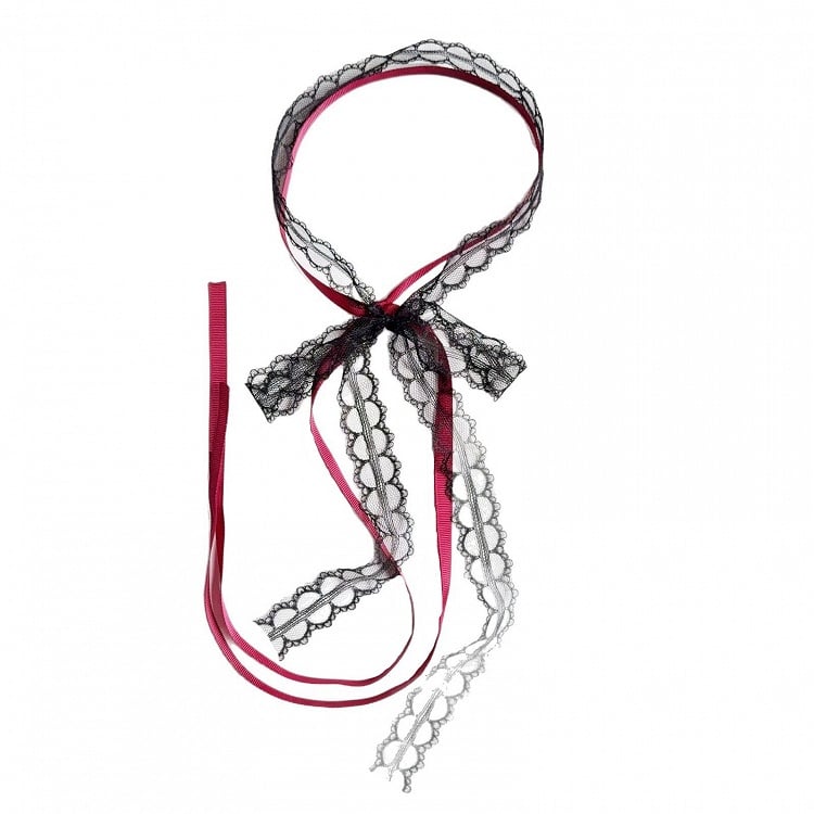 Choker Lace Bow Ribbon BlackRed