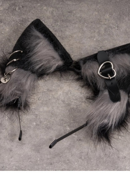 Details Black KC Heart Decorated Cat Ear