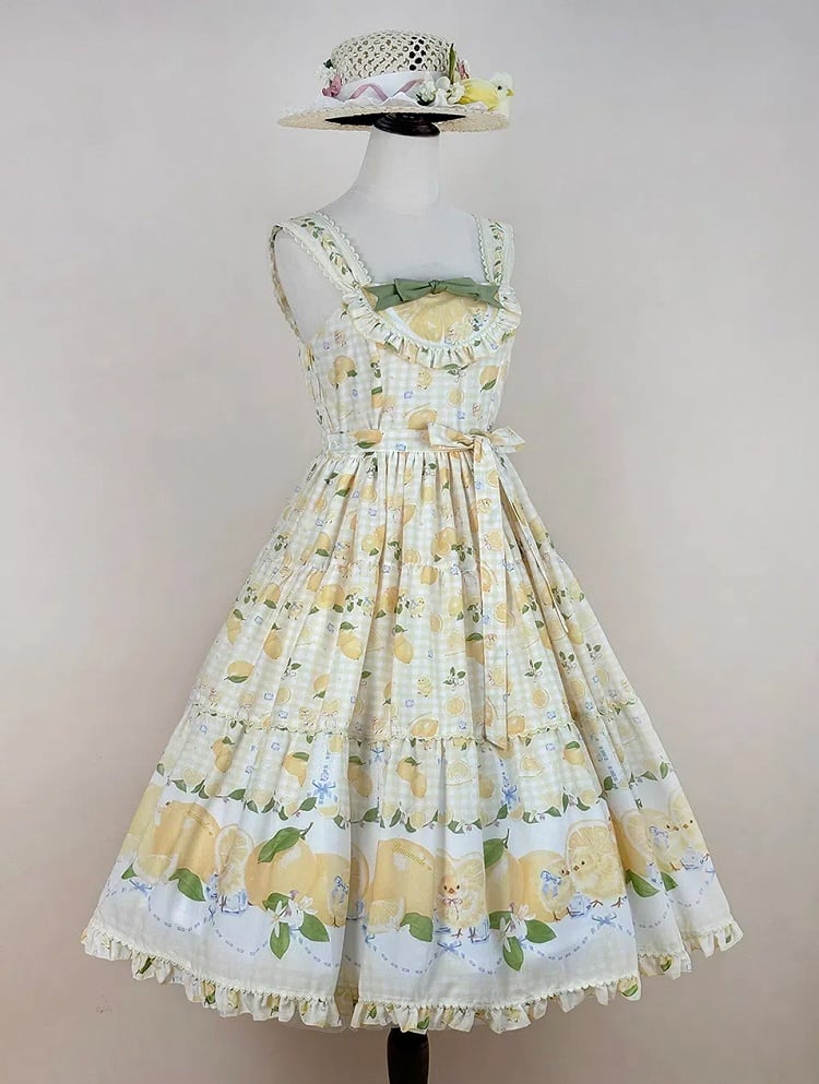 Lemon Lolita and Jumper Gingham Print Skirt Dress Yellow Chick