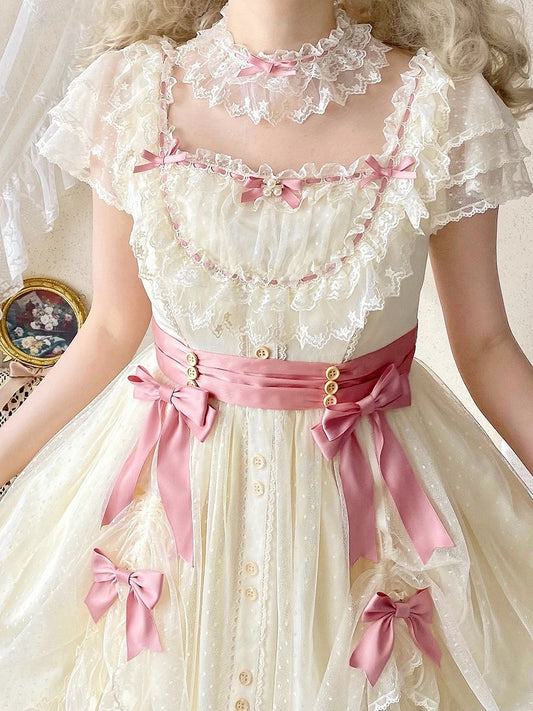 Lace Bowkonts Lolita Pink with Choker