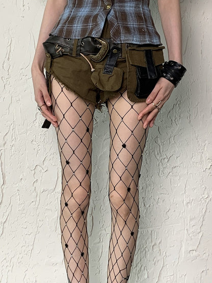 Strass Y2K Strumpfhose Cut-out Schwarz Design