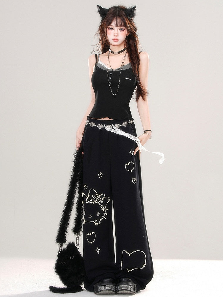 Black/White Slim-fit Cami Top