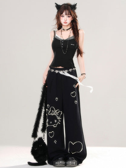 Black/White Slim-fit Cami Top